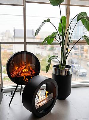 ROUND DESIGN TAŞINABİLİR ETHANOL ŞÖMİNE SİYAH
